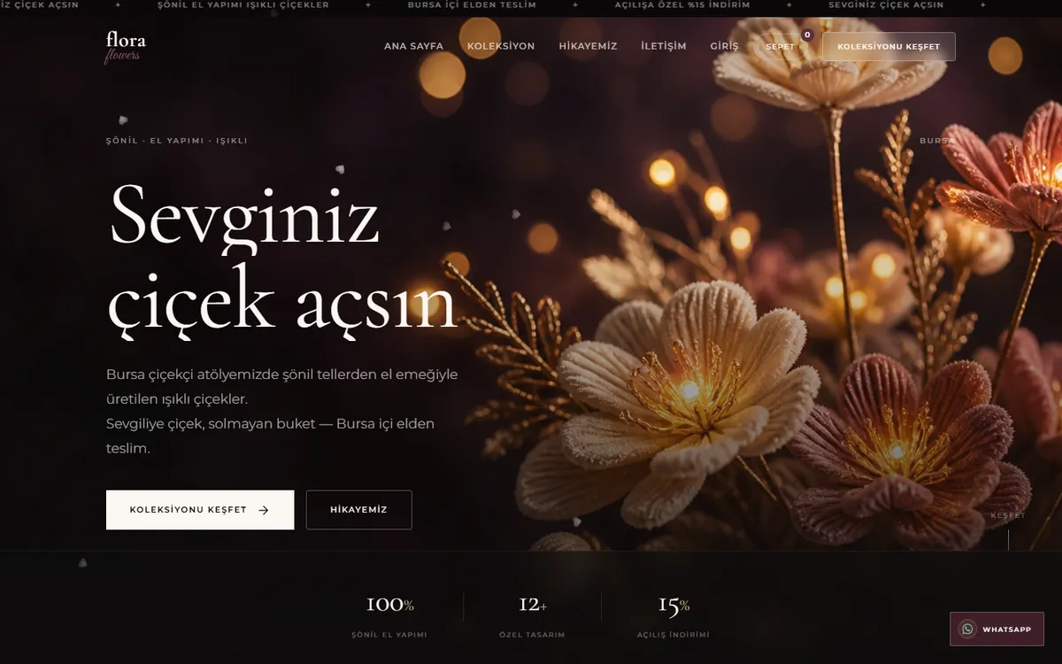 Flora Flowers Atelier online mağaza ana sayfası